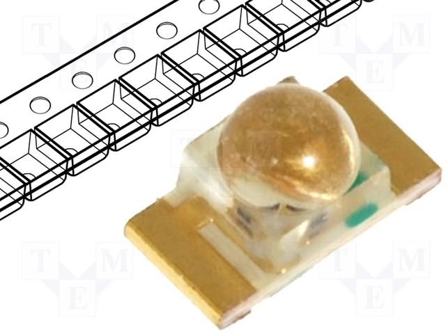 Gaismas diode SMD, dzeltens, 1206, 110...300mcd, 2...2.5V/20mA, 588nm, 50grad., ar lecu, 1206