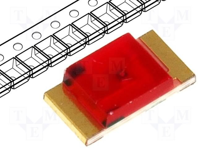 Gaismas diode SMD, sarkans, 1206, 5...12.5mcd, 2...2.5V/20mA, 625nm, 120grad., 1206