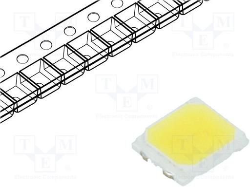 Gaismas diode SMD, aukstā balts(5000K), 2835, 24...30lm, 2.9...3.2V/60mA, 120grad., PLCC2