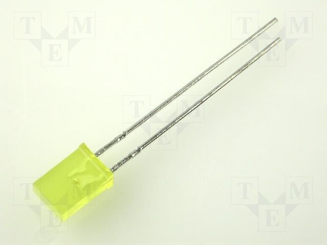 2x5x7mm, dzeltena, 16..25mcd, 140grad., 2.1V/20mA, 588nm, taisnleņķa LED