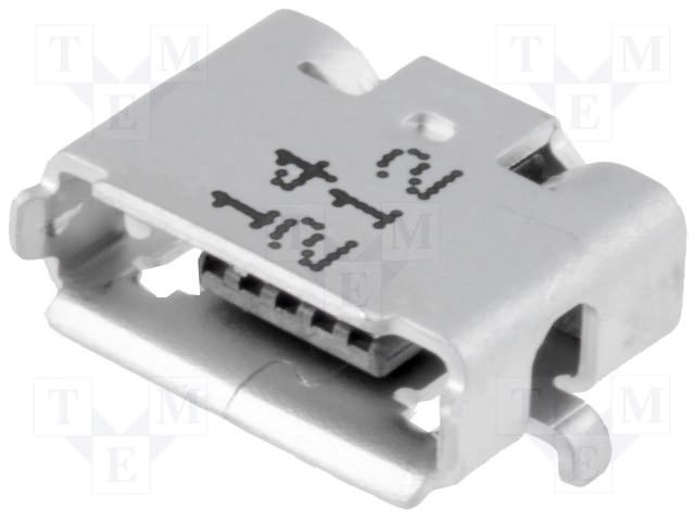 MicroUSB-AB, ligzda 5 pin, leņkisks, SMD veida PCB, reversīvs, (Molex)