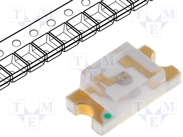 Gaismas diode SMD, zils, 1206, 14...22mcd, 3.5...4V/20mA, 465-475nm, 120grad., 1206