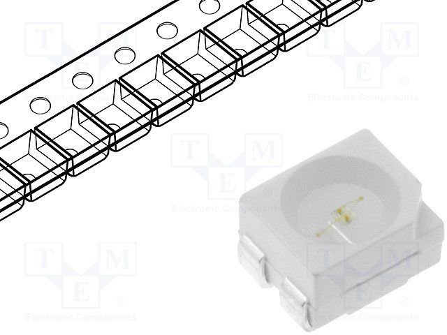 Gaismas diode SMD, zaļš, 3528, 2180-3300mcd, 3...3.8V/50mA, 525nm, 3.5x2.8x1.9mm, 120grad., kopējs katods, PLCC4