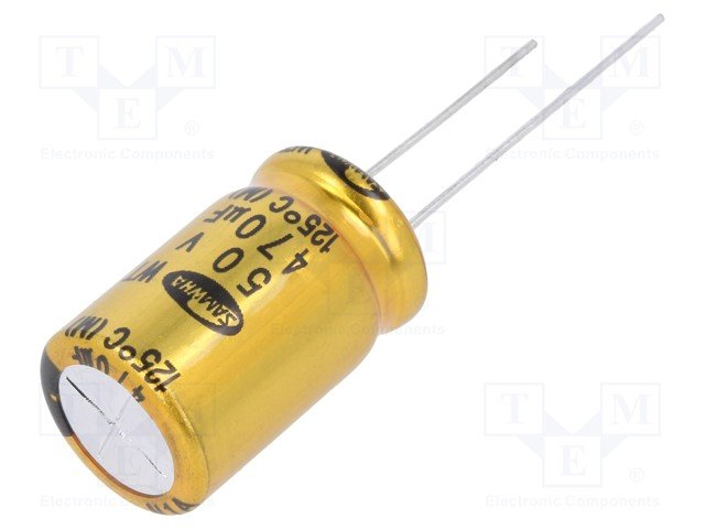 470/50V, -40...125°C, Ø12.5x20mm, ±20%, Kondensators elektrolītisks, 5000h, SAMWHA, ar lokanien izvadiem