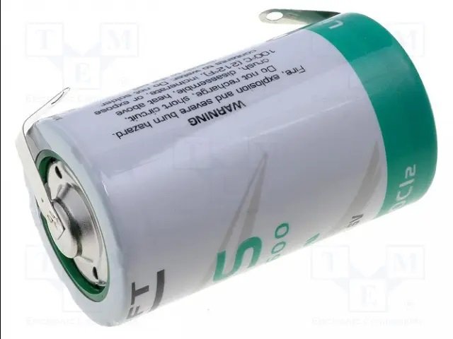 Litija baterija ar plakaniem izvadiem, lodēšanai, 3.6V, D, R20, Ø34.5*61.5mm, 17000mah, SAFT, 86.98gr