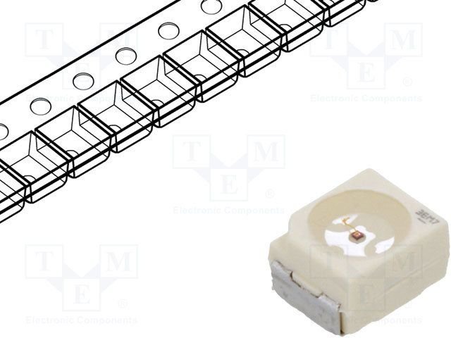 Gaismas diode SMD, oranža, 3030(3x3x2.1mm), 180-350mCd, 1.85...2.35V/20mA, 600-609nm, 120grad., PLCC2