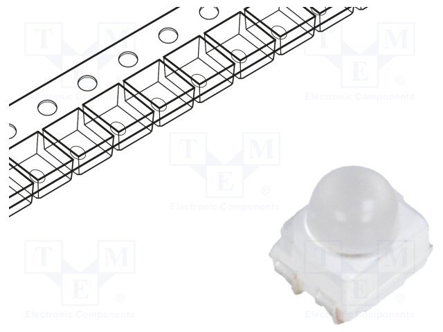 Gaismas diode SMD, oranžs, 3528(3.5x2.8x3.87mm), 2240-7150mCd, 1.7...2.5V/50mA, 605nm, 30grad.kopējs katods, PLCC4