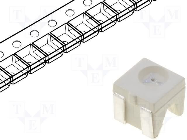 Gaismas diode SMD, sarkana, leņķisks, 4040(4x3.6x4mm), 200-430mcd, 1.95...2.5V/20mA, 630nm, 120°, 4040