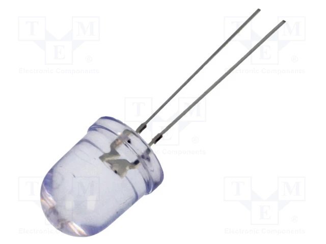 10mm, dzeltena, 10000...12000mcd, 30°, 1.8...2.6V/20mA, 585-595nm, caurspidiga, gaismas diode