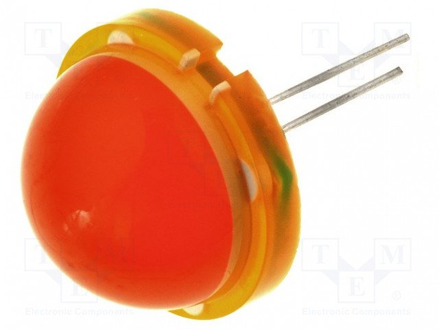 20mm, oranža, 4...13mcd, 6V/20mA, 625nm, 120grad, gaismas diode