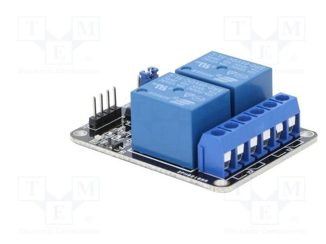 Modulis: relejs 2, 5VDC, 10A, 30VDC/250VAC, 50.6x38.8x19.3mm