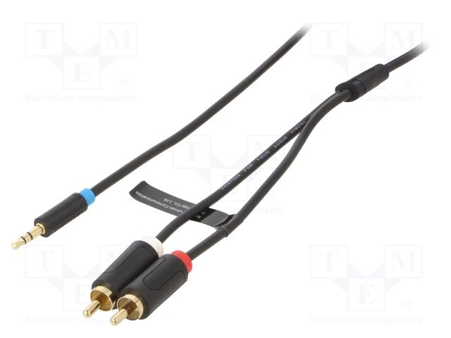 3.5mm štekers stereo/2RCA štekers, VENTION, vads, 2m