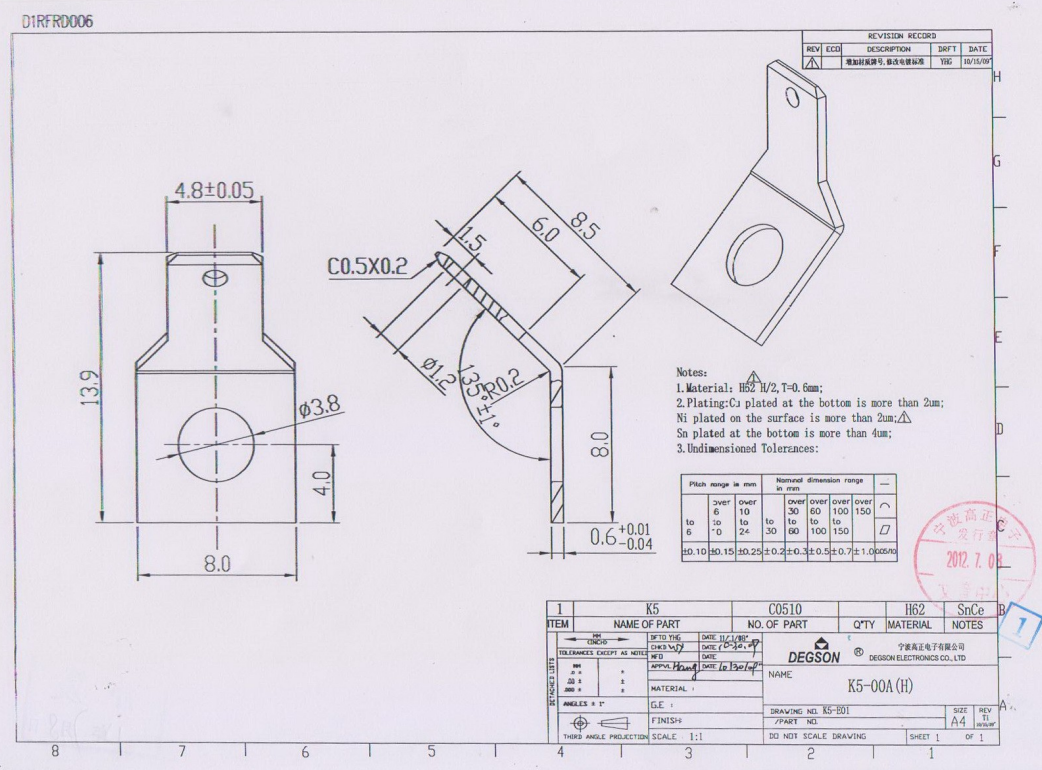 4.8x0.8mm, spraudnis, M3.5, atvērts, lenķisks, 45°