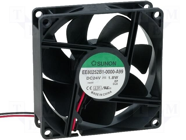 80x80x25mm, DC24V, ritgultnis, 69,66m3/h, 33dB, 3200rpm, 1.56W, Ventilators