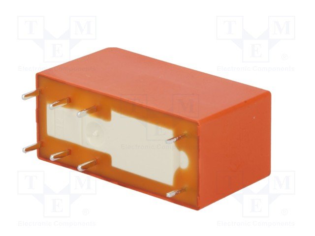 Relejs DC12V, DPDT, 2x8A/250VAC, 2x8A/30VDC, 270R(44.4mA), divi kontakti uz pārslēgšanu, 29x12.5x15.5mm, TE Connectivity