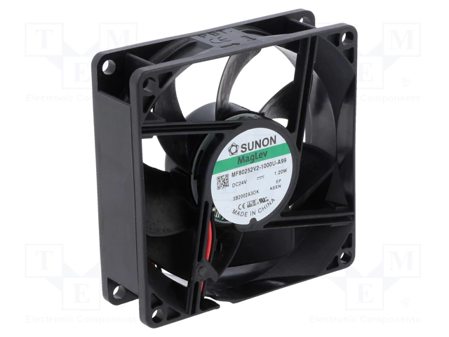 80x80x25mm, DC24V, MagLev, 61.2m3/h, 30dB, 2900rpm, 1.2W, Ventilators