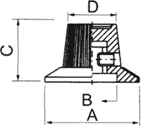 Potenciometru rokturitis Ø23.8x14.8mm, plastmasa, melna/sudrabota krasa, Ø6.4mm, ar skrūvi, svārki Ø36.8mm ar rādītāju