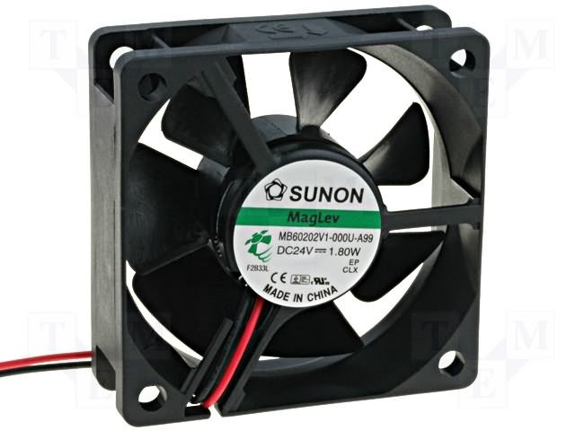 60x60x20mm, DC24V, MagLev, 39.08m3/h, 33.5dB, 4500rpm, 1.8W, Ventilators