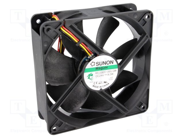 120x120x38mm, DC24V, MagLev, 234.463m3/st, 44.5dB, 3100rpm, 9.2W, Ventilators ar 3 vadiem, tips F