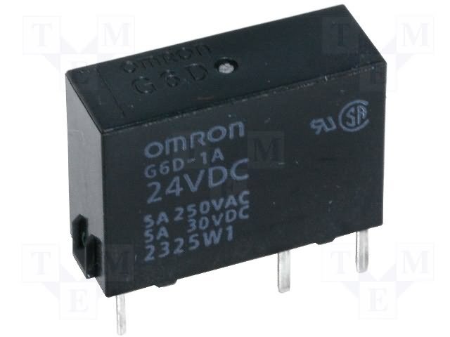 Relejs DC24V, SPST-NO, 5A/250VAC, 5A/30VDC, 2.88k(8.3mA), viens kontakts uz slēgšanu, 17.5x6.5x12.5mm, OMRON