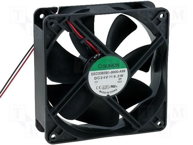 120x120x38mm, DC24V, ritgultnis, 234.4m3/st, 48dB, 3100rpm, 9.2W, Ventilators