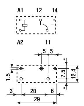 Relejs AC24V, SPDT, 16A/250VAC, 16A/30VDC, 320R(75mA), viens kontakts uz pārslēgšanu, 29x12.4x25mm, FINDER