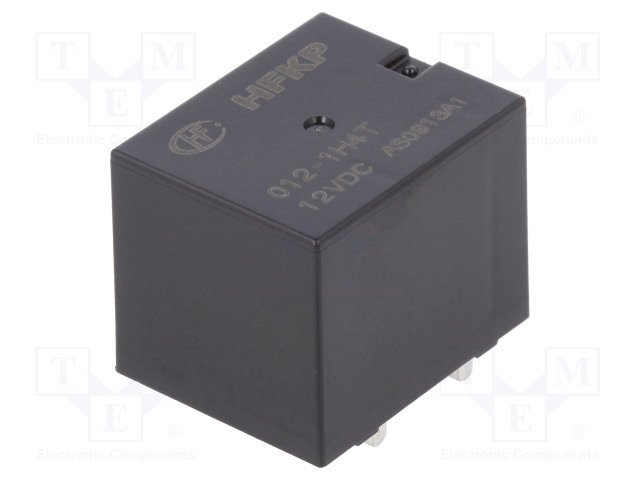 Relejs DC12V, SPST-NO, 45A/12VDC, 90Ω(133mA), viens kontakts uz saslēgšanu, 22x26.5x22.3mm, HONGFA RELAY