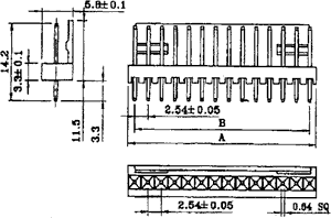 8pin, ligzda/papa, šasijai, solis=2.54mm, taisns, THT, 250V/3A, NS25