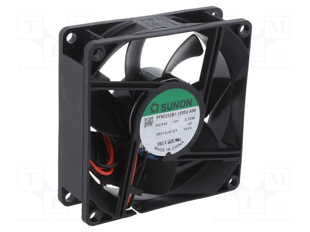 80x80x25mm, DC24V, ritgultnis, 102m3/h, 45.5dB, 4800rpm, 3.72W, Ventilators