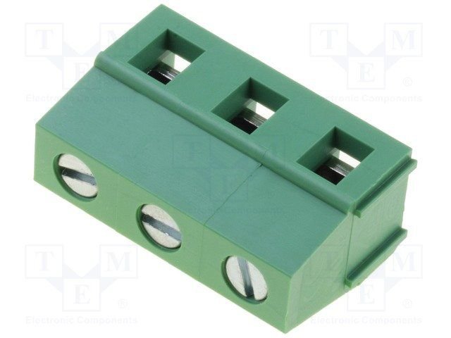 Terminal Blocks PCB, ar skrūvēm, 3pin, 7.5mm, 2.5mm2, 250V/18A, 22.5x10.2x14.1mm, taisns