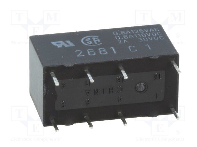 Relejs DC12V, DPDT, 2x0.5A/125VAC, 2A/30VDC, 288R(41.7mA), divi kontakti uz pārslēgšanu, 20.5x10x11.4mm, OMRON