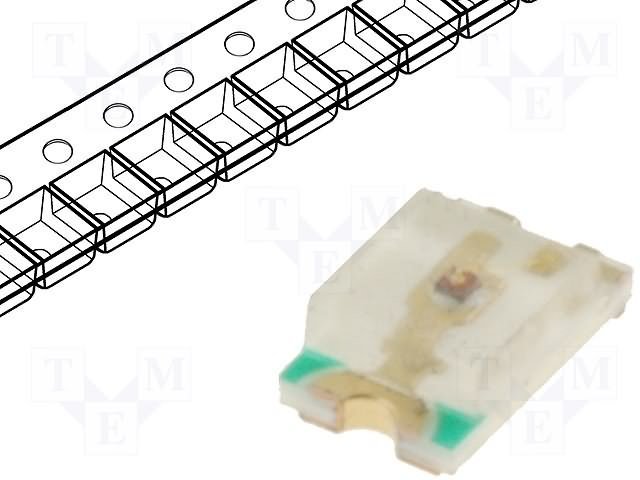 Gaismas diode SMD, zaļš, 0805(2x1.25mm), 50-100mcd, 1.8...2V/20mA, 570nm, 120grad., 0805