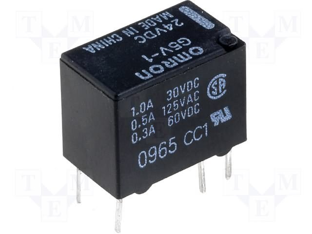 Relejs DC24V, SPDT, 0.5A/125VAC, 1A/24VDC, 3.84kΩ(6.25mA), viens kontakts uz pārslēgšanu, 7.5x12.5x10mm, OMRON