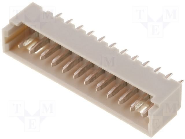 12pin, ligzda/papa, šasijai, solis=1.25mm, taisns, THT, 125V/1A, Micro serija