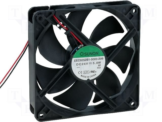 120x120x25mm, DC24V, ritgultnis, 183.8m3/st, 44.5dBA, 3100rpm, 5W, Ventilators