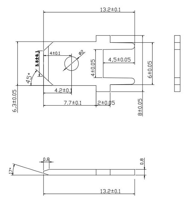 6.3x0.8mm, spraudnis, THT, atvērts, taisns