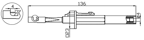 Testera kleps ar adatu, 10A, 4mm, 0.4mm, L=136mm, melna krasa