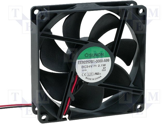 92x92x25mm, DC24V, ritgultnis, 87.55m3/h, 34dBA, 3000prm, 2.1W, Ventilators