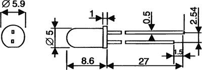 Fototranzistors, 5mm, λp max:940nm, 30V, 100nA, 30°, Lens: transparent