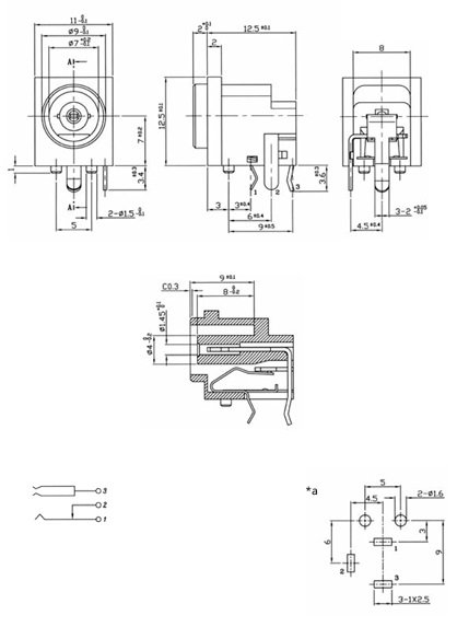 6.5/4.3/1.4mm(7.0/4.0/1.45mm), ligzda, THT, plastmasas, on/off, 2A/18VDC, LUMBERG