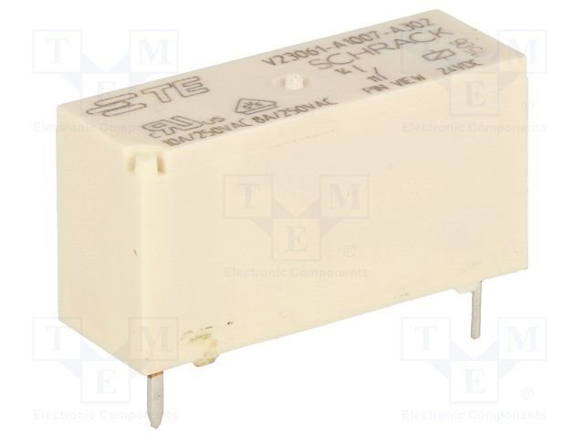 Relejs DC24V, SPST-NO, 8A/250VAC, 8A/30VDC, 2270Ω(10.5mA), viens kontakts uz saslēgšanu, 28.6x10x15mm, TE Connectivity