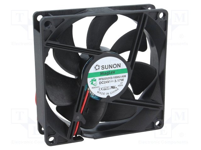 92x92x25mm, DC24V, MagLev, 109.85m3/h, 41.6dBA, 3200prm, 3.03W, Ventilators