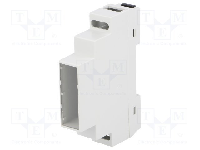 Plastmasas korpuss, 17x90x65mm, polistirens, for DIN rail mounting, peleka krasa