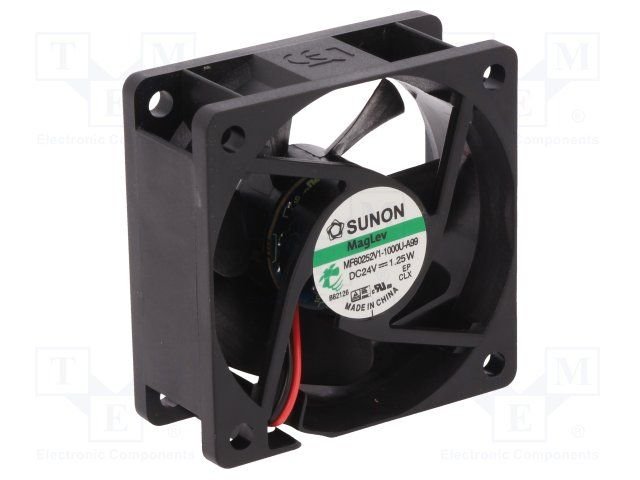 60x60x25mm, DC24V, ritgultnis, 39.72m3/h, 27db, 4500rpm, 1.25W, Ventilators