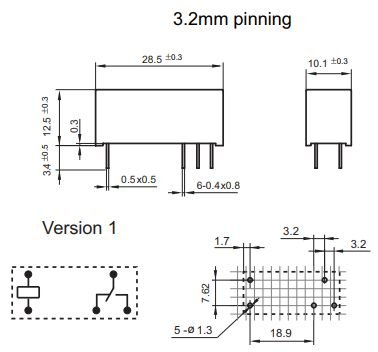 Relejs DC24V, SPDT, 10A/250VAC, 10A/30VDC, 2.35kΩ(10.2mA), viens kontakts uz pārslēgšanu, 28.5x12.5x10.1mm, HONGFA RELAY