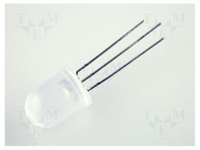 10mm, zaļš+sarkans ar kopīgo katodu, 50/80mcd, 2...2.5/2...2.5V/20mA, 50°, 565/625nm, matēta, gaismas diode