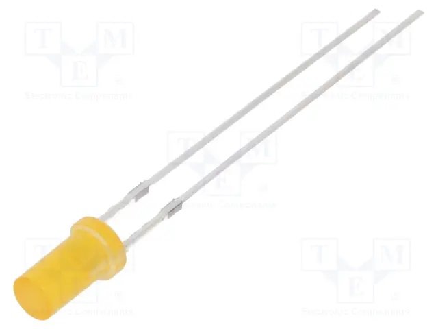 3mm, oranža, 330...500mcd, 140°, 1.8...2.6V/20mA, 600-610nm, gaismas diode, plakana