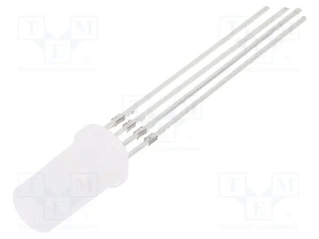 5mm, RGB, 220-330/500-750/100-150mcd, 140grad, 1.8...2.6/2.8...3.6/2.8...3.6V/20mA, 625/525/470nm, gaismas diode, matetā, plakana, kopējas katods