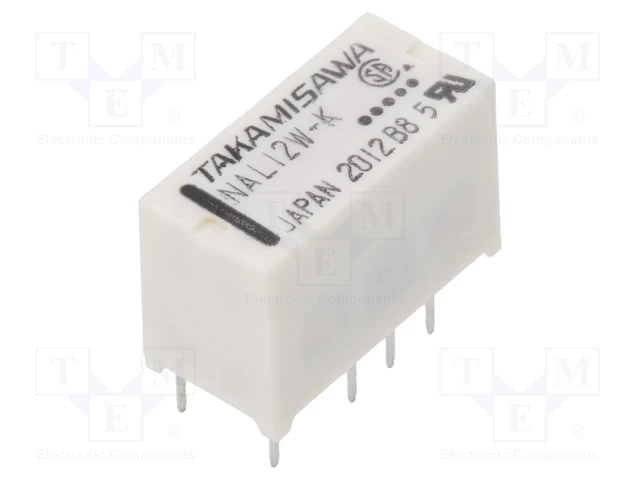 Relejs DC12V, DPDT, 0.5A/125VAC, 1A/30VDC, 1440Ω(8.3mA), divi kontakti uz pārslēgšanu, bistabilas, 14.9x7.4x9.7mm, FUJITSU