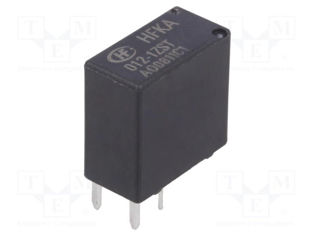 Relejs 12VDC, SPDT, 25A/12VDC, 225R(53mA), viens kontakts uz pārslēgšanu, 14x7.2x14.2mm, HONGFA RELAY